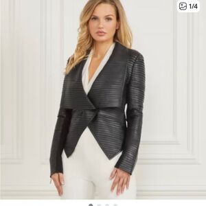 Marciano Textured Black Leather Jacket